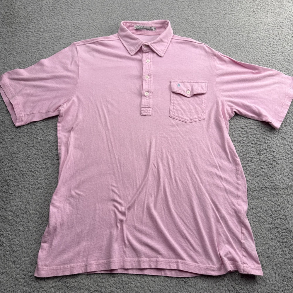 Criquet Polo Golf Shirt Mens Medium Soft Pima Cotton Pink Pocket Retro Casual